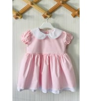 BEBE YAKA AÇIK PEMBE KIZ ÇOCUK BEBEK ELBİSE (Pudra)