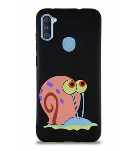 Samsung Galaxy M11 Soft Premier Kapak Salyangoz Gary Tasarımlı Silikon Kılıf - Siyah (Şeffaf)