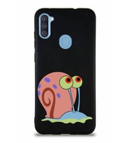 Samsung Galaxy M11 Soft Premier Kapak Salyangoz Gary Tasarımlı Silikon Kılıf - Siyah (Şeffaf)