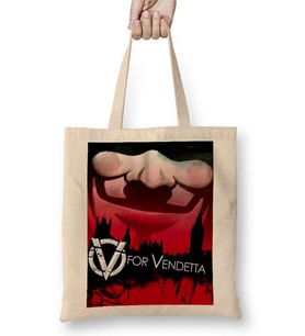 V For Vendetta Freedom Mask Bez Çanta Uzun Saplı