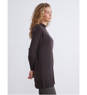 LCW Modest Kahverengi Dik Yaka Kadın Triko Tunik