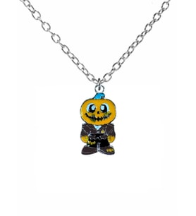 Balkabağı Adam Figürlü Kolye – Unisex Metal Zincirli Eğlenceli Tasarım