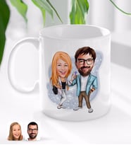 BK Gift Kişiye Özel Sevgililer Karikatürlü Beyaz Kupa Bardak-93