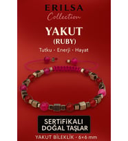 Sertifikalı Doğal Terahertz - Yakut (Ruby) Taşı Bileklik 6x6 mm - Tutku ve Enerji Hayat Taşı (Çok Renkli)