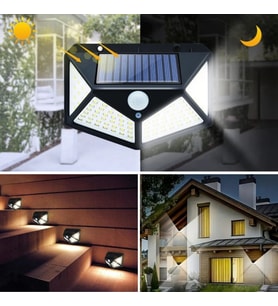 Mcg® 100 Ledli 3 Farklı Aydınlatma Ayarlı Solar Güneş Enerjili Hareket Sensörlü Bahçe Duvar Lambası