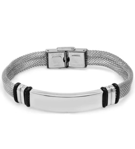 Tamamı Saf  1. Sınıf Çelik Hasır Hafif Kordonlu Bileklik 22 cm (Gümüş)