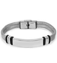 Tamamı Saf  1. Sınıf Çelik Hasır Hafif Kordonlu Bileklik 22 cm (Gümüş)
