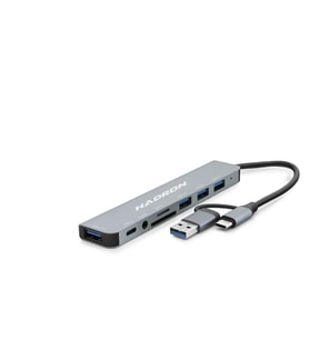 Usb 3.0 & Type-C Combo Hub Audio Kart Okuyucu 8 Port - Gri HDX7828