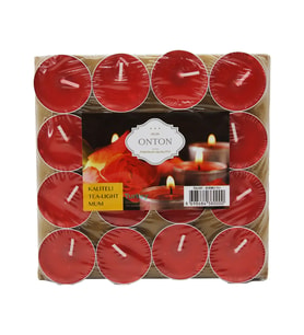 16 PARÇA KIRMIZI TEA LİGHT YUVARLAK MUM