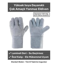 Premium Serisi Yanmaz Isıya Dayanıklı Eldiven Kaynak Yangın Için Su Geçirmez Çok Amaçlı Deri Eldiven