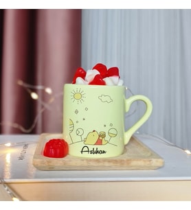 Winnie Pooh Tasarımlı Kişiye Özel Sarı Türk Kahvesi Fincanı