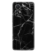 Xiaomi 12 Lite Kılıf Resimli Desenli Baskılı Silikon Fragile Black Mermer 1378