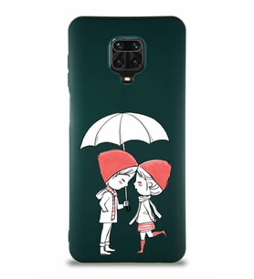 Xiaomi Redmi Note 9S Soft Premier Kapak Aşk Tasarımlı Silikon Kılıf - Yeşil (Şeffaf)
