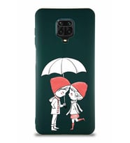 Xiaomi Redmi Note 9S Soft Premier Kapak Aşk Tasarımlı Silikon Kılıf - Yeşil (Şeffaf)