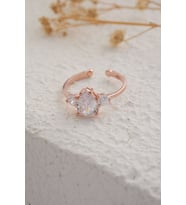 925 Ayar Gümüş Zirkon Taşlı Damla Stil Yüzük - Rose