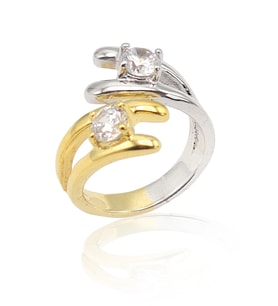 Kristal Kesim Gold Kaplama 925 Ayar Gümüş Zirkon Yüzük 201022859