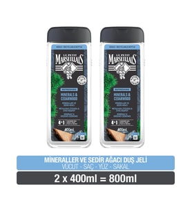 Le Petit Marseillais Men Mineraller ve Sedir Ağacı Duş Jeli 400 ml x2
