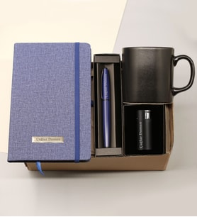 Kişiye Özel Termo Deri Lacivert Defter &  Kişiye Özel  Metal Roller Kalem & Kişiye Özel Metal Çakmak & Kupa Bardak Hediye Seti