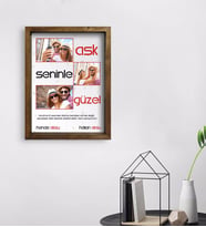 BK Gift Kişiye Özel Aşk Seninle Güzel Temalı Doğal Masif Ahşap Çerçeveli Tablo 45x65cm-1