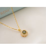 925 Ayar Gümüş Ağustos Ayı Doğum Taşı ( Peridot ) Kolye