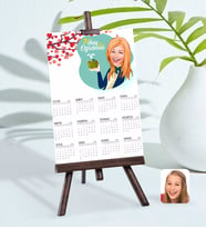 BK Gift Kişiye Özel 15x21 cm Fotoğraf Kartlı Kadın Sınıf Öğretmeni Karikatürlü Şövaleli 2024 Takvim-1