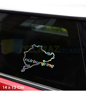 Nürburgring Renkli Hologram Oto Cam Sticker Araba Etiket Çıkartma Yapıştırma Aksesuar 14 X 13 Cm