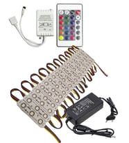 20 Adet 12 Volt Samsung 0.72 Watt 3 Lensli Rgb Led Modül 24 Tuşlu RGB Kumanda 5A Plastik Adaptör Set