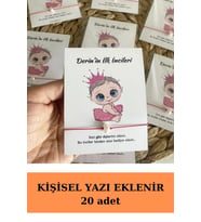 20 Adet Minik Kız Kartlı İnci Şans Bilekliği - Diş Buğdayı Hediyesi - Bebek