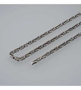 80 Mikron Oksitli Kare Kral Gümüş Zincir
