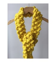Neon Sarısı El Örgüsü Saf Yün Chunky Wool Atkı