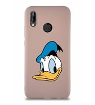 Huawei P20 Lite Soft Premier Kapak Donald Duck-B Tasarımlı Silikon Kılıf - Pudra (Şeffaf)