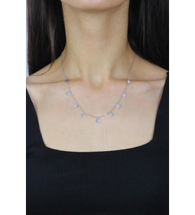 Pullu Rodyumlu Gümüş Kolye 7268