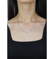 Pullu Rodyumlu Gümüş Kolye 7268