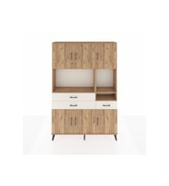 Arges Dolap 9 Raflı 3 Çekmeceli 6 Kapaklı 132x30x195 Çam-Çam/Aytaşı