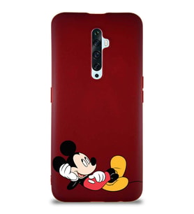Oppo Reno 2Z Soft Premier Kapak Mickey Mouse-F Tasarımlı Silikon Kılıf - Mürdüm (Şeffaf)
