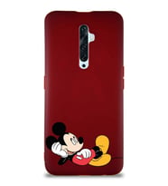 Oppo Reno 2Z Soft Premier Kapak Mickey Mouse-F Tasarımlı Silikon Kılıf - Mürdüm (Şeffaf)