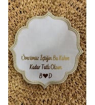 Isimli Özel Gold Baskılı Söz Ve Nişanlarınız Için Kumaş Damat Kahve Peçetesi