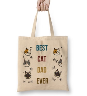 Best Cat Dad Ever 04 Bez Çanta Uzun Saplı