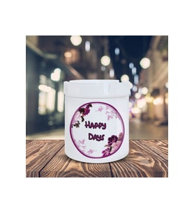 Kokusuz Sigara Küllüğü - Kokusuz Kül Tablası - Doğart Sanat Mor Çiçeklerle Happy D Baskılı Küllük