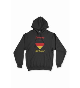 Dortmund Almanya Bayraklı Kalpli Siyah Sweatshirt Hoodie