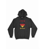 Dortmund Almanya Bayraklı Kalpli Siyah Sweatshirt Hoodie