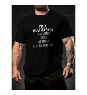 Baskılı Oversize Bisiklet Yaka T-shirt - Siyah