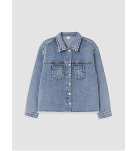 LCW Kids İndigo Taşlı Kız Çocuk Jean Ceket