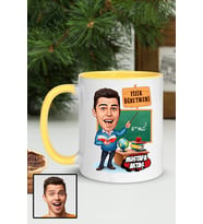 Erkek Fizik Öğretmenine Hediye Karikatürlü Sarı Kupa Bardak