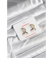 14K Gold Renk Kaplama CM Kadın Küpe 5886