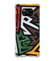 Xiaomi Poco X3 Köşe Korumalı Antişok Kapak Soyut Grafiti Tasarımlı Şeffaf Silikon Kılıf