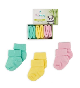 Novibaby 3'lü Bambu Yenidoğan Bebek Çorap I Bee I 0-6 ay (Karışık)