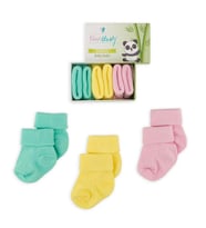 Novibaby 3'lü Bambu Yenidoğan Bebek Çorap I Bee I 0-6 ay (Karışık)