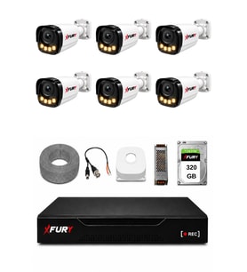 FURY 6 Kameralı Güvenlik Kamera Seti 4 Warm LED Gece Renkli Görüş 320 GB HDD