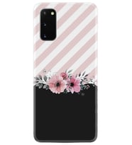 Samsung A02S A03S A10 A12 A13 A21S A22 Kılıf Desenli Silikon Strip Pink Flowers 1396